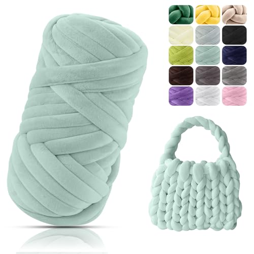 POFIBO Dicke Wolle Garn, 500g Chunky XXL Wolle zum Handstricke, Armstricken wolle, Schlauchgarn, Handstrickgarn, Wolle zum häkeln für Anfänger, Decken,Körbe,DIY-Kunsthandwerk,Länge ca 16m,Hellgrün POFIBO Dicke Wolle Garn, 500g Chunky XXL Wolle zum Handstricke, Armstricken wolle, Schlauchgarn, Handstrickgarn, Wolle zum häkeln für Anfänger, Decken,Körbe,DIY-Kunsthandwerk,Länge ca 16m,Hellgrün von POFIBO