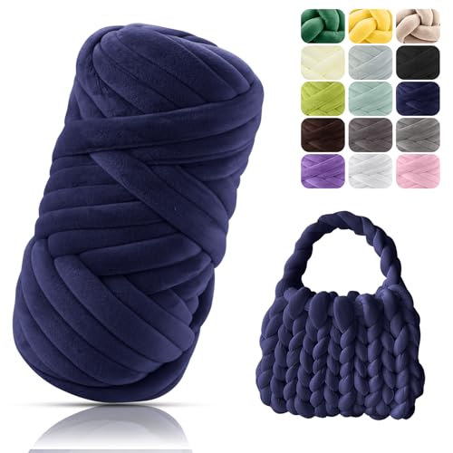 POFIBO Dicke Wolle Garn, 500g Chunky XXL Wolle zum Handstricke, Armstricken wolle, Schlauchgarn, Handstrickgarn, Wolle zum häkeln für Anfänger,Decken,Körbe,DIY-Kunsthandwerk,Länge ca 16m, Dunkelblau POFIBO Dicke Wolle Garn, 500g Chunky XXL Wolle zum Handstricke, Armstricken wolle, Schlauchgarn, Handstrickgarn, Wolle zum häkeln für Anfänger,Decken,Körbe,DIY-Kunsthandwerk,Länge ca 16m, Dunkelblau von POFIBO