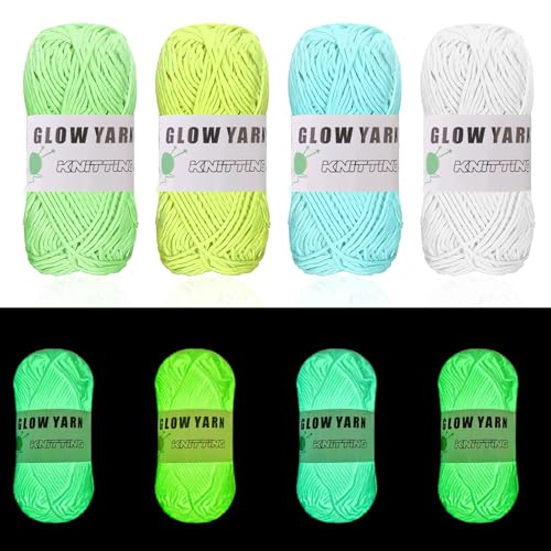 POFIBO Leuchtwolle zum Häkeln, 4 Stück Nachtleuchtende Wolle, Leuchtende Wolle im Dunkeln, 4 Farben DIY Glow in the Dark Wolle, Fluoreszierende Wolle Geschenke für Handstricken Schal, Puppen, Handwerk POFIBO Leuchtwolle zum Häkeln, 4 Stück Nachtleuchtende Wolle, Leuchtende Wolle im Dunkeln, 4 Farben DIY Glow in the Dark Wolle, Fluoreszierende Wolle Geschenke für Handstricken Schal, Puppen, Handwerk von POFIBO