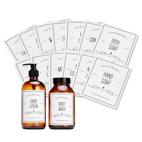 12 Stück wasserdichte Soa-P-Etiketten, wasserdichte Etiketten für Flaschen, Küchenetiketten, Lotion-Etiketten für Seife, Lotion, Shampoo und Spülung Flaschen von POHOVE