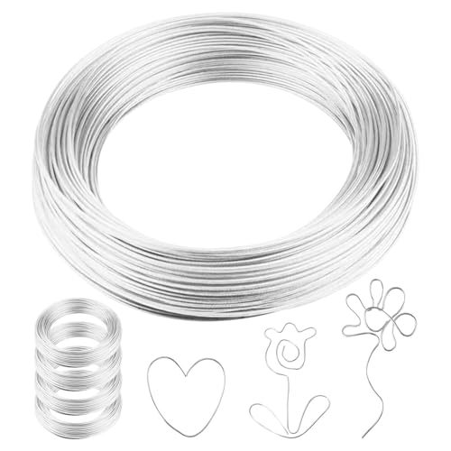 Basteldraht 1mm x 50m, Draht zum Basteln, Aluminiumdraht Schmuckdraht Modellierdraht, Silber Wire DIY-Skulpturen, Draht Rostfrei für Schmuckherstellung Bastelarbeiten von POHOVE