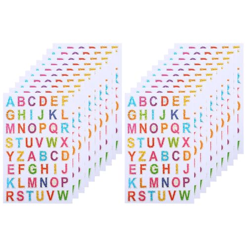 Buchstaben Aufkleber, 20 Blätter Glitzer Klebebuchstaben Blätter Buchstaben Sticker, Bunte Aufkleber Buchstaben, Sticker Buchstaben für DIY Scrapbooking Dekorationskunst(COLOR:wie gezeigt) von POHOVE