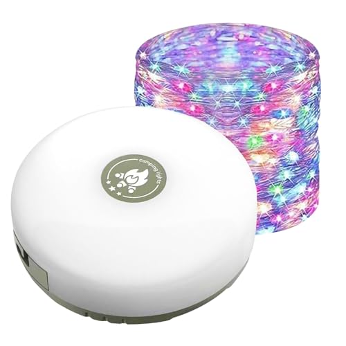 Camping Lichterkette Aufrollbar,10M 3-in-1Tragbare Outdoor LED Lichterkette,Wasserdichtem USB -Schnittstellen Wiederaufladbare Campinglampe,Campinglampe für Zelt Camping Hof Dekoration(Farblicht) von POHOVE