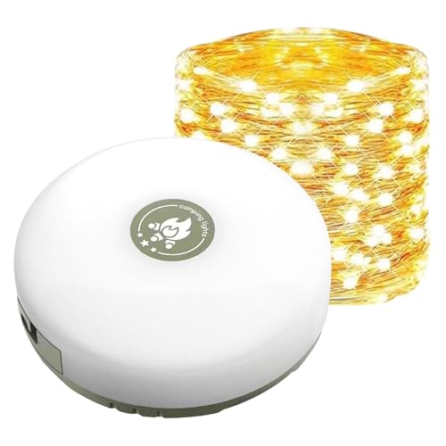 Camping Lichterkette Aufrollbar,10M 3-in-1Tragbare Outdoor LED Lichterkette,Wasserdichtem USB -Schnittstellen Wiederaufladbare Campinglampe,Campinglampe für Zelt Camping Hof Dekoration(Warmes Licht) von POHOVE
