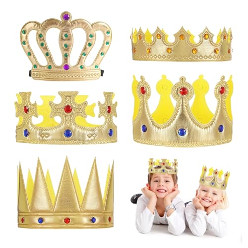 POHOVE Tiara-Set, König und Königin, glitzernd, goldfarben, königliche Partyhüte für Kindergeburtstage, mittelalterliche Ritterprinzessin, Kostümzubehör, Foto-Requisiten für Hochzeiten POHOVE Tiara-Set, König und Königin, glitzernd, goldfarben, königliche Partyhüte für Kindergeburtstage, mittelalterliche Ritterprinzessin, Kostümzubehör, Foto-Requisiten für Hochzeiten von POHOVE