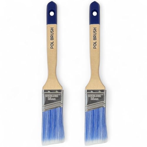 2 Stück 3,8 cm abgewinkelte Pinsel – Premium-europäische Qualität – langlebige synthetische Borsten von POL BRUSH