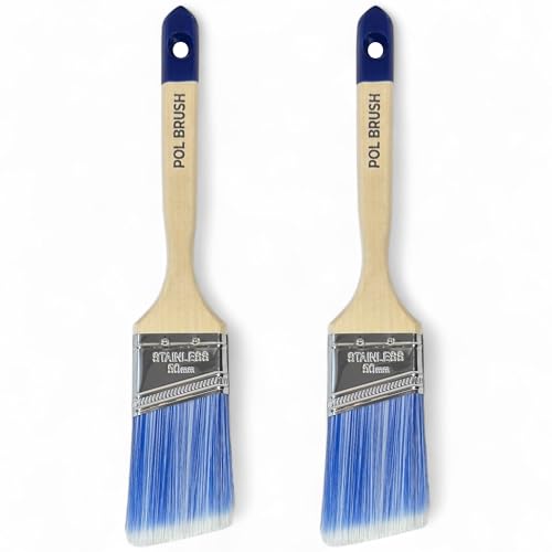 2 Stück 5,1 cm abgewinkelte Pinsel – Premium-europäische Qualität – langlebige synthetische Borsten von POL BRUSH
