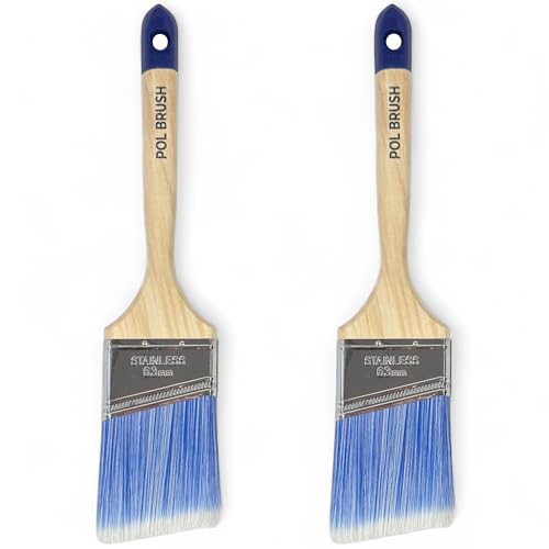 2 Stück 6,4 cm abgewinkelte Pinsel – Premium-europäische Qualität – langlebige synthetische Borsten von POL BRUSH