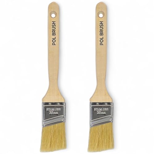 2 x 3,8 cm abgewinkelte Pinsel, hochwertige europäische Qualität, 100 % Naturborsten von POL BRUSH