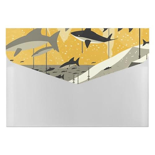 Dokumentenmappen, Kunststoff, Haifisch-Silhouette, bedruckt, Aktenordner, Briefgröße, tragbare Ordner, Aktenordner von POLESVBM