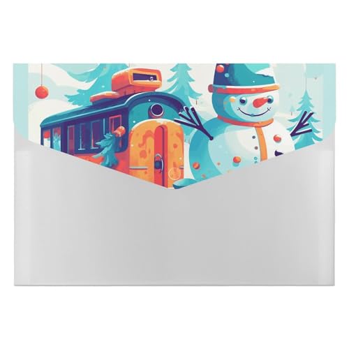 Dokumentenmappen, Kunststoff, Schneemann, der im Zug sitzt, bedruckte Ordner, Aktenordner, Briefgröße, tragbare Ordner, Aktenordner Dokumentenmappen, Kunststoff, Schneemann, der im Zug sitzt, bedruckte Ordner, Aktenordner, Briefgröße, tragbare Ordner, Aktenordner von POLESVBM