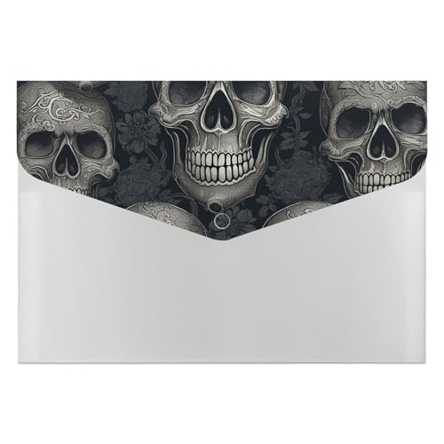Dokumentenmappen, Kunststoff, Totenkopf-Muster, bedruckt, Aktenordner, Briefgröße, tragbare Ordner, Aktenordner von POLESVBM