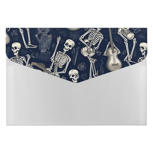 Dokumentenmappen, Kunststoff, Totenkopf und Gitarre, bedruckt, Aktenordner, Briefgröße, tragbare Ordner, Aktenordner von POLESVBM
