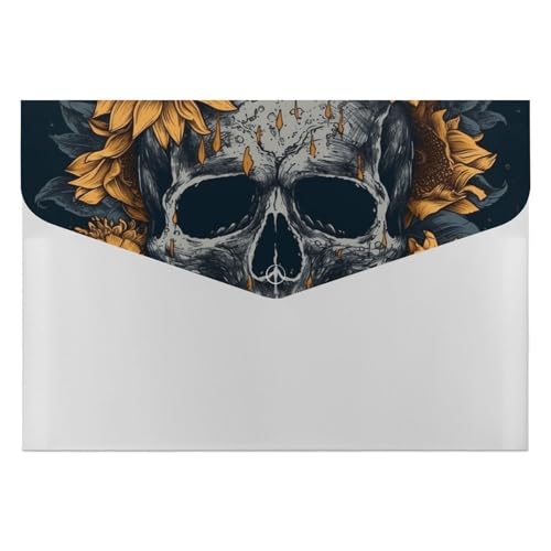 Dokumentenmappen, Kunststoff, Totenkopf und Sonnenblume, bedruckt, Aktenordner, Briefgröße, tragbare Ordner, Aktenordner von POLESVBM