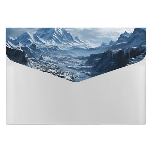 Dokumentenmappen, Kunststoff, schneebedeckte Berge, bedruckte Ordner, Aktenordner, Briefgröße, tragbare Ordner, Aktenordner von POLESVBM
