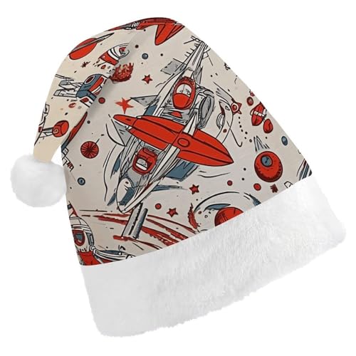POLESVBM Nikolausmütze, Nikolausmütze für Erwachsene, Raumschiff-Illustration, bedruckte Weihnachts-Kopfbedeckung für Heimdekoration, Party, Kostümzubehör POLESVBM Nikolausmütze, Nikolausmütze für Erwachsene, Raumschiff-Illustration, bedruckte Weihnachts-Kopfbedeckung für Heimdekoration, Party, Kostümzubehör von POLESVBM