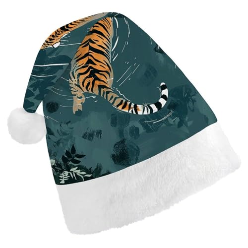 POLESVBM Nikolausmütze, Nikolausmütze für Erwachsene, Tiger schwimmt im Wasser, bedruckte Weihnachts-Kopfbedeckung für Heimdekoration, Party, Kostümzubehör POLESVBM Nikolausmütze, Nikolausmütze für Erwachsene, Tiger schwimmt im Wasser, bedruckte Weihnachts-Kopfbedeckung für Heimdekoration, Party, Kostümzubehör von POLESVBM