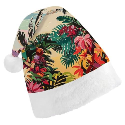 POLESVBM Nikolausmütze, Nikolausmütze für Erwachsene, tropisches Blumenmuster, bedruckte Weihnachts-Kopfbedeckung für Heimdekoration, Party, Kostümzubehör POLESVBM Nikolausmütze, Nikolausmütze für Erwachsene, tropisches Blumenmuster, bedruckte Weihnachts-Kopfbedeckung für Heimdekoration, Party, Kostümzubehör von POLESVBM