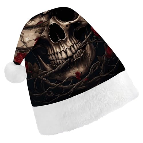 POLESVBM Weihnachtsmann Hut Weihnachtsmann Hut Für Erwachsene Schädel Mit Roten Rose Gedruckt Weihnachten Headwear Für Wohnkultur Party Kostüm Benötigt von POLESVBM