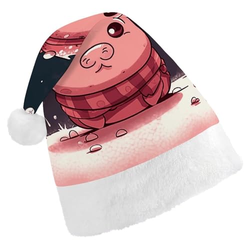 POLESVBM Weihnachtsmann Hut Weihnachtsmann Hut Für Erwachsene Schneeflocke Und Piggy Gedruckt Weihnachten Headwear Für Wohnkultur Party Kostüm Liefert von POLESVBM