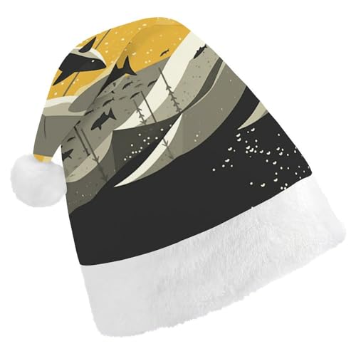 POLESVBM Weihnachtsmütze für Erwachsene, Haifisch-Silhouette, bedruckte Weihnachts-Kopfbedeckung für Heimdekoration, Party, Kostümzubehör POLESVBM Weihnachtsmütze für Erwachsene, Haifisch-Silhouette, bedruckte Weihnachts-Kopfbedeckung für Heimdekoration, Party, Kostümzubehör von POLESVBM