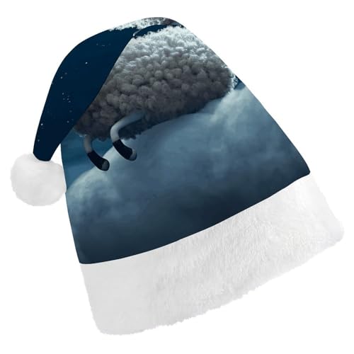 POLESVBM Weihnachtsmütze für Erwachsene, Schafe, die über den Mond fliegen, bedruckte Weihnachts-Kopfbedeckung für Heimdekoration, Party, Kostümzubehör POLESVBM Weihnachtsmütze für Erwachsene, Schafe, die über den Mond fliegen, bedruckte Weihnachts-Kopfbedeckung für Heimdekoration, Party, Kostümzubehör von POLESVBM