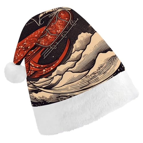 POLESVBM Weihnachtsmütze für Erwachsene, Schlittenmuster, bedruckte Weihnachts-Kopfbedeckung für Zuhause, Dekoration, Party, Kostümzubehör POLESVBM Weihnachtsmütze für Erwachsene, Schlittenmuster, bedruckte Weihnachts-Kopfbedeckung für Zuhause, Dekoration, Party, Kostümzubehör von POLESVBM