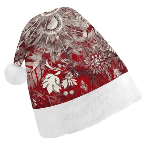 POLESVBM Weihnachtsmütze für Erwachsene, Schneeflocken-Komplex-Illustration, bedruckte Weihnachts-Kopfbedeckung für Heimdekoration, Party, Kostümzubehör von POLESVBM
