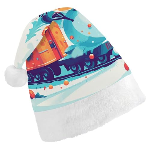 POLESVBM Weihnachtsmütze für Erwachsene, Schneemann, der im Zug sitzt, bedruckte Weihnachts-Kopfbedeckung für Heimdekoration, Party, Kostümzubehör POLESVBM Weihnachtsmütze für Erwachsene, Schneemann, der im Zug sitzt, bedruckte Weihnachts-Kopfbedeckung für Heimdekoration, Party, Kostümzubehör von POLESVBM