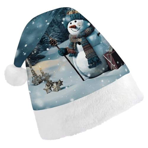 POLESVBM Weihnachtsmütze für Erwachsene, Schneemann, dunkelkastanienbraun, bedruckt, Weihnachts-Kopfbedeckung für Heimdekoration, Party, Kostümzubehör von POLESVBM