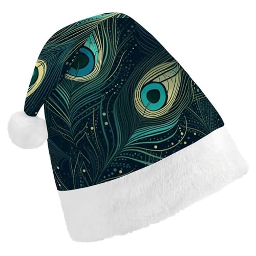 POLESVBM Weihnachtsmütze für Erwachsene, Silhouette von Pfauenfedern, bedruckt, Weihnachts-Kopfbedeckung für Zuhause, Dekoration, Party, Kostümzubehör POLESVBM Weihnachtsmütze für Erwachsene, Silhouette von Pfauenfedern, bedruckt, Weihnachts-Kopfbedeckung für Zuhause, Dekoration, Party, Kostümzubehör von POLESVBM