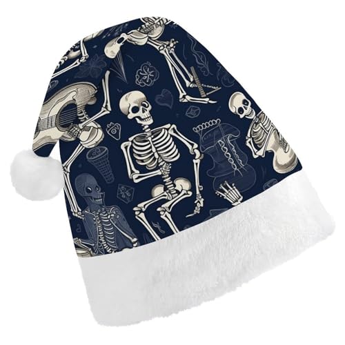 POLESVBM Weihnachtsmütze für Erwachsene, Totenkopf und Gitarre, bedruckt, Weihnachts-Kopfbedeckung für Zuhause, Dekoration, Party, Kostümzubehör POLESVBM Weihnachtsmütze für Erwachsene, Totenkopf und Gitarre, bedruckt, Weihnachts-Kopfbedeckung für Zuhause, Dekoration, Party, Kostümzubehör von POLESVBM