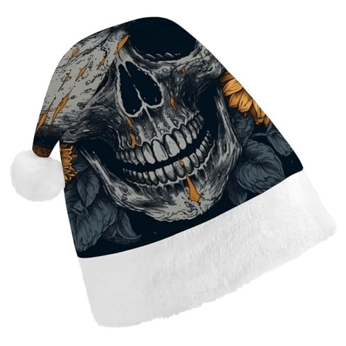 POLESVBM Weihnachtsmütze für Erwachsene, Totenkopf und Sonnenblume, bedruckt, Weihnachts-Kopfbedeckung für Zuhause, Dekoration, Party, Kostümzubehör POLESVBM Weihnachtsmütze für Erwachsene, Totenkopf und Sonnenblume, bedruckt, Weihnachts-Kopfbedeckung für Zuhause, Dekoration, Party, Kostümzubehör von POLESVBM