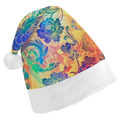 POLESVBM Weihnachtsmütze für Erwachsene, Wirbel-Blumenmuster, bedruckte Weihnachts-Kopfbedeckung für Zuhause, Dekoration, Party, Kostümzubehör von POLESVBM