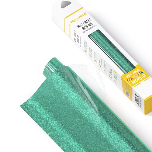 POLI-FLEX® PEARL GLITTER® - Glitzerfolie für Textilien – Flexfolie mit Glitter-Effekt zum Aufbügeln, Plotterfolie für DIY Shirts, Jade, 30,5 cm x 61 cm von POLI-TAPE
