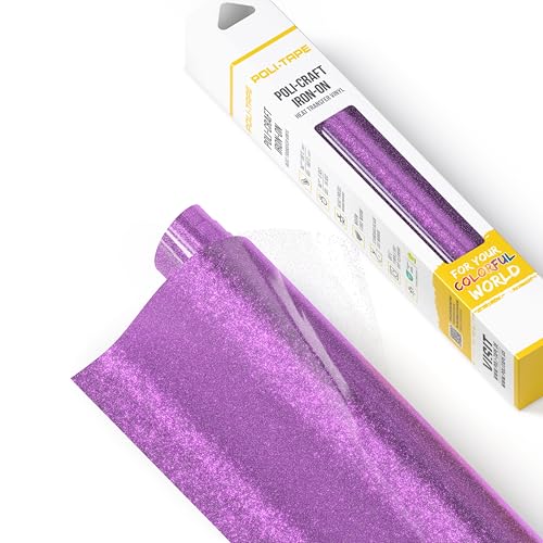 POLI-FLEX® PEARL GLITTER® - Glitzerfolie für Textilien – Flexfolie mit Glitter-Effekt zum Aufbügeln, Plotterfolie für DIY Shirts, Lavendel, 30,5 cm x 61 cm von POLI-TAPE