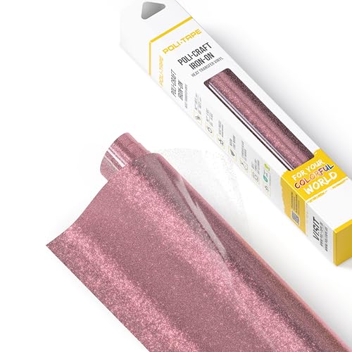 POLI-FLEX® PEARL GLITTER® - Glitzerfolie für Textilien – Flexfolie mit Glitter-Effekt zum Aufbügeln, Plotterfolie für DIY Shirts, Rose Gold, 30,5 cm x 61 cm von POLI-TAPE
