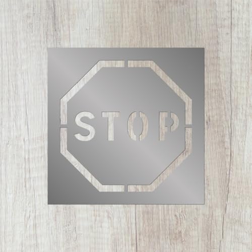 Stancil und Schablone für horizontale Beschilderung aus Aluminium, Dicke 1,5 mm, robustes Material, langlebig und wiederverwendbar - Stop - 1000 x 1000 cm Stancil und Schablone für horizontale Beschilderung aus Aluminium, Dicke 1,5 mm, robustes Material, langlebig und wiederverwendbar - Stop - 1000 x 1000 cm von POLIMARK GROUP