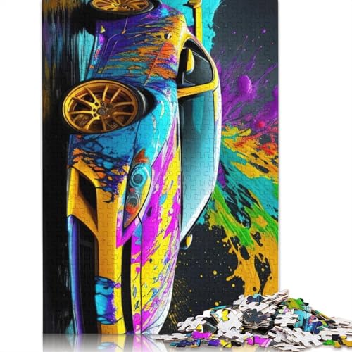1000 Teile bunte Sportwagen Puzzle für Erwachsene, Halloween-Geschenkpapier für Erwachsene und Jugendliche, 1000-teiliges Lernpuzzle (38 x 26 cm) von POLIUAWS