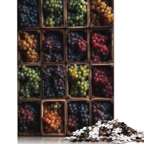 1000-teiliges Puzzle mit Auswahl frischer Weintrauben für Erwachsene, Halloween-Geschenkpapier-Puzzle, einzigartige Geschenke für Zuhause und Geschenke 1000 Stück (38 x 26 cm) von POLIUAWS