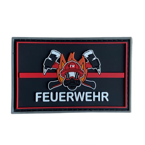 POLIZEIMEMESSHOP Feuerwehr Rubber Patch Klett - Helm - Axt - Red Line von POLIZEIMEMESSHOP