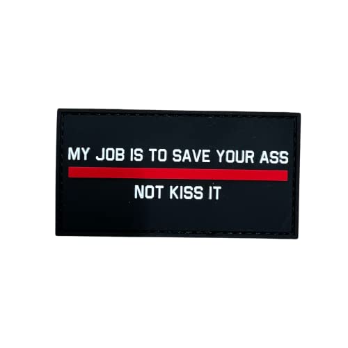 Polizeimemesshop - My Job is to Save Your Ass Patch Red Edition PVC Patch - Red Line - Save von POLIZEIMEMESSHOP