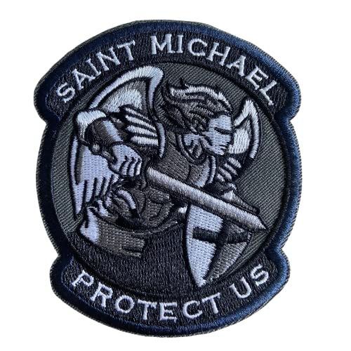 Polizeimemesshop St.Michael Textilpatch mit Klett - Polizei Patch - Klettpatch - Schutzpatron - Protect Us von POLIZEIMEMESSHOP