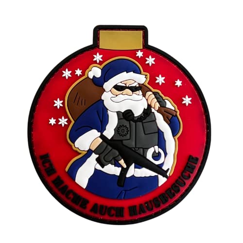 Polizeimemesshop Tactical Santa Rubberpatch - Funpatch - Ich mache aus Hausbesuche - Tactical Santa with Gun - Weihnachtspatch - Klettpatch von POLIZEIMEMESSHOP