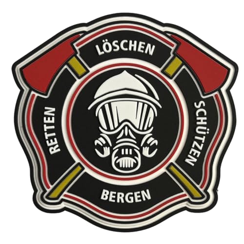 Retten Löschen Schützen Bergen Feuerwehr Rubber Gummi PVC Klett Patch von POLIZEIMEMESSHOP