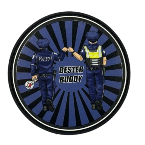 Streifenpartner Bester Buddy Rubber Gummi PVC Klett Patch - Police - Bester Freund - Kollege von POLIZEIMEMESSHOP