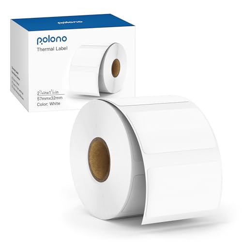 POLONO 2,25" x 1,25"（60mm×30mm） Thermodirektetikett, Selbstklebende Thermoaufkleber für Adressen & Versand, UPC-Barcodes, Mehrzwecketiketten Kompatibel Rollo-Etikettendruckern (1000 Etiketten, Weiß) von POLONO