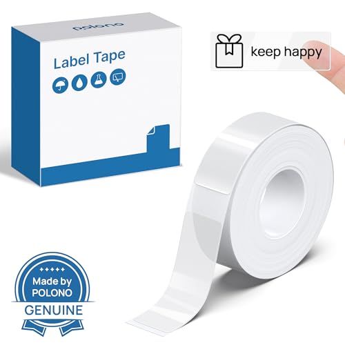POLONO P31S Etikettenhersteller-Band, angepasstes Etikettendruckpapier, 14 x 40 mm, laminiertes Standard-Etikettenband, Ersatz für Büro, Büro, Schule, 180 Etiketten/Rolle, Transparent von POLONO
