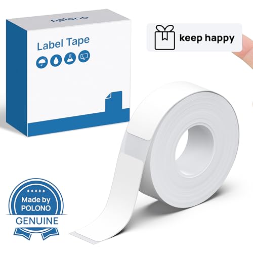 POLONO P31S Etikettenhersteller-Band, angepasstes Etikettendruckpapier, 14 x 40 mm, laminiertes Standard-Etikettenband, Ersatz für Büro, Büro, Schule, 180 Etiketten/Rolle, Weiß von POLONO