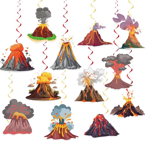 24 Stück Lava Hängende Wirbel Vulkan Spiralen Decke Swirls Dekorationen Lava Vulkan Hängen Teile Lieferungen Vulkan Dekorationen Geburtstag von POMNUG